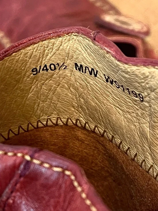 Børn Red Leather Whipstitch Mules Slip On Clogs Women’s Size 9 - Picture 7 of 14